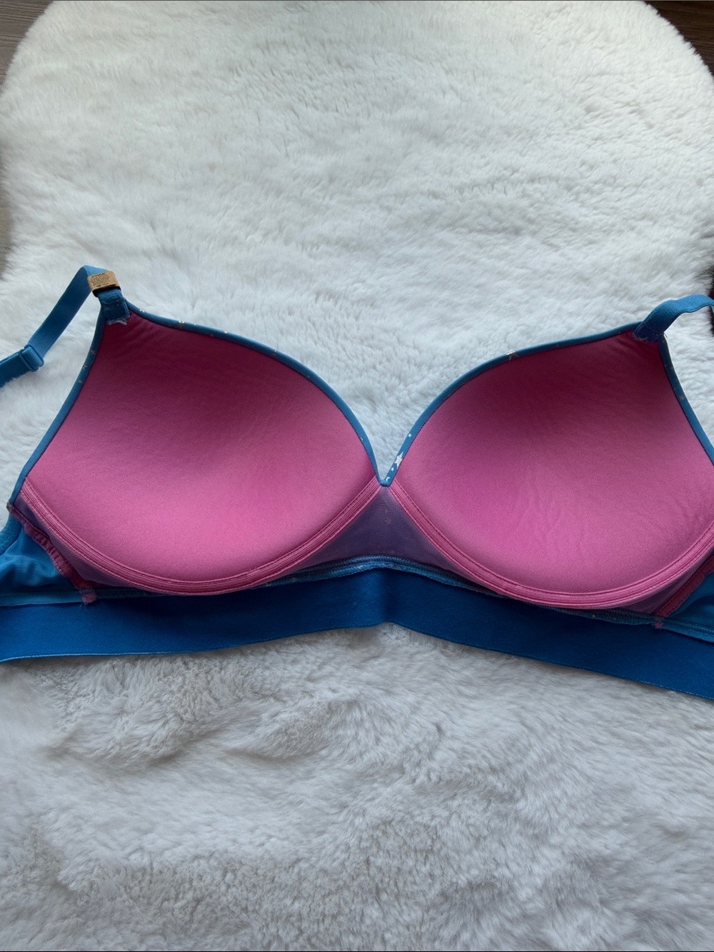 PINK Victoria's Secret Bright Blue Star-Print Wireless Bra size 32DD - Picture 9 of 12